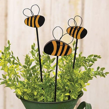 3 Set Wooden Bumblebee Plant Pokes - The Fox Decor